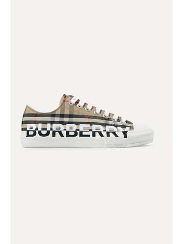 BURBERRY Baskets en toile de coton à carreaux et à logo