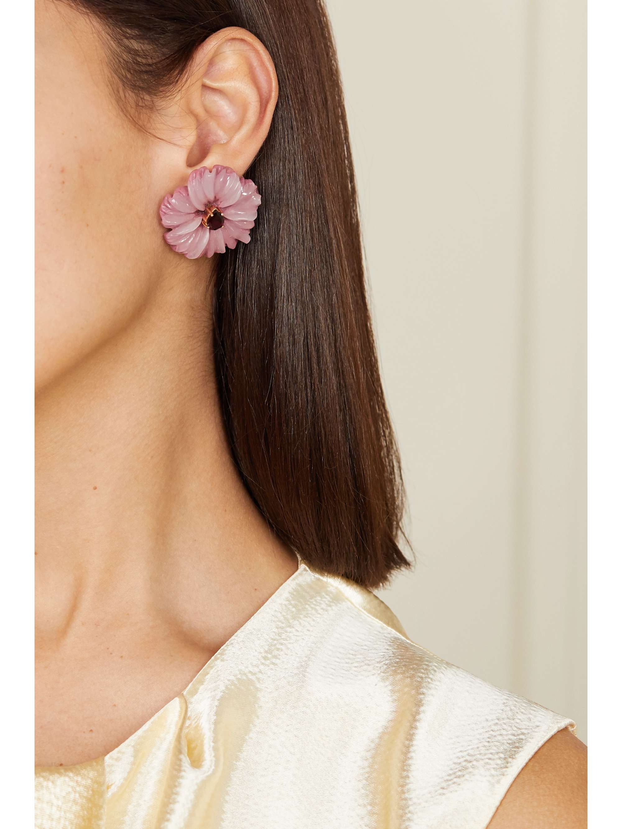 CASA CASTRO 18-karat gold, quartzite and rhodolite earrings