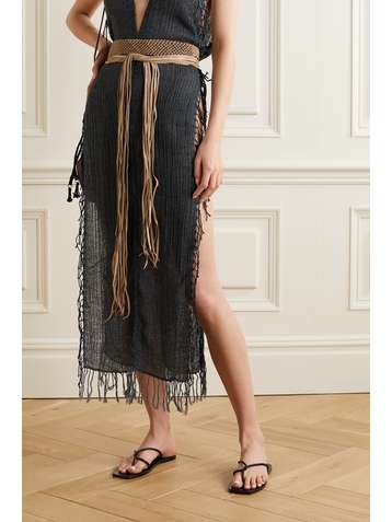 CARAVANA Balche fringed braided leather belt