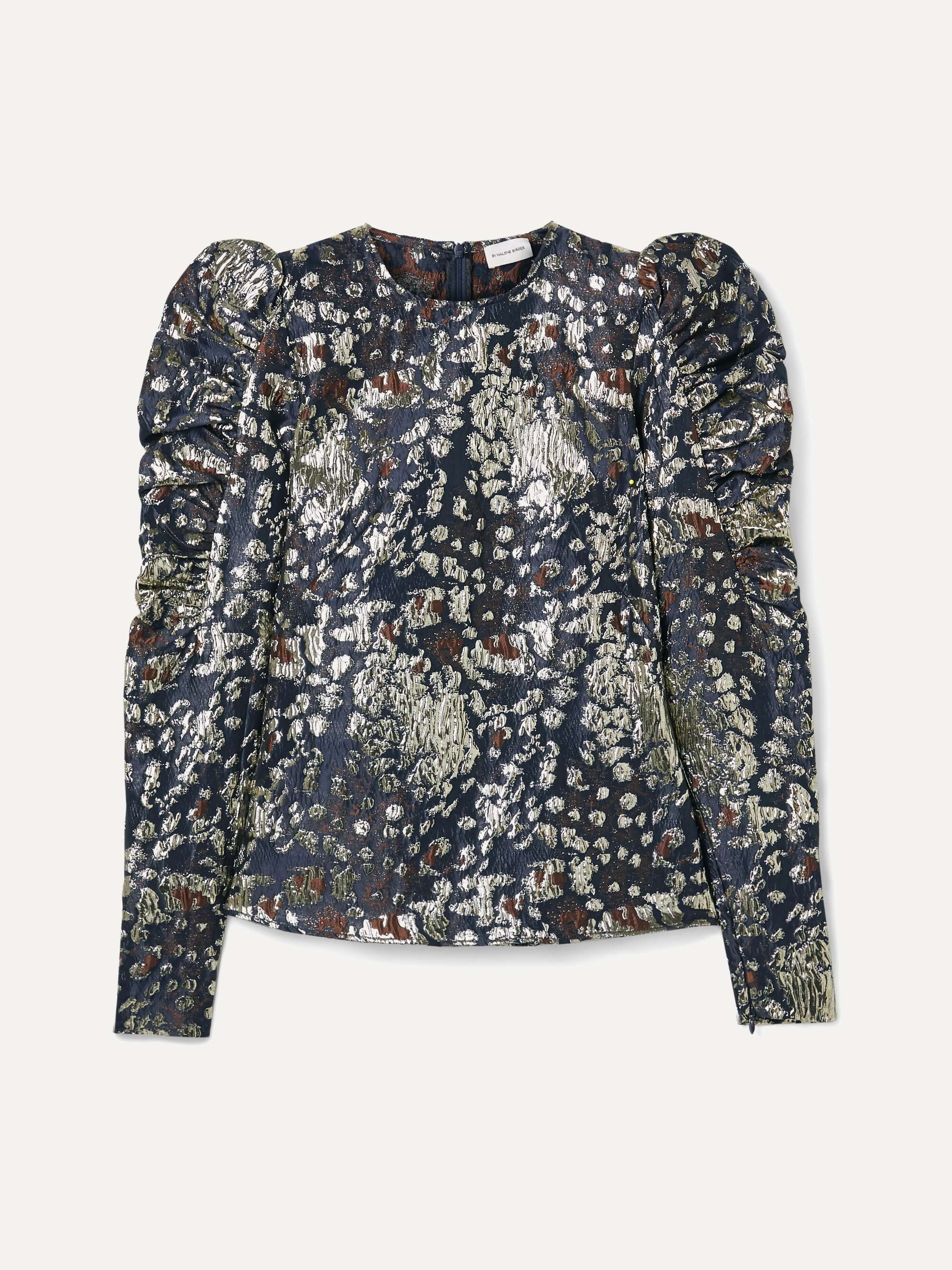 BY MALENE BIRGER Claude ruched metallic brocade top NET-A-PORTER