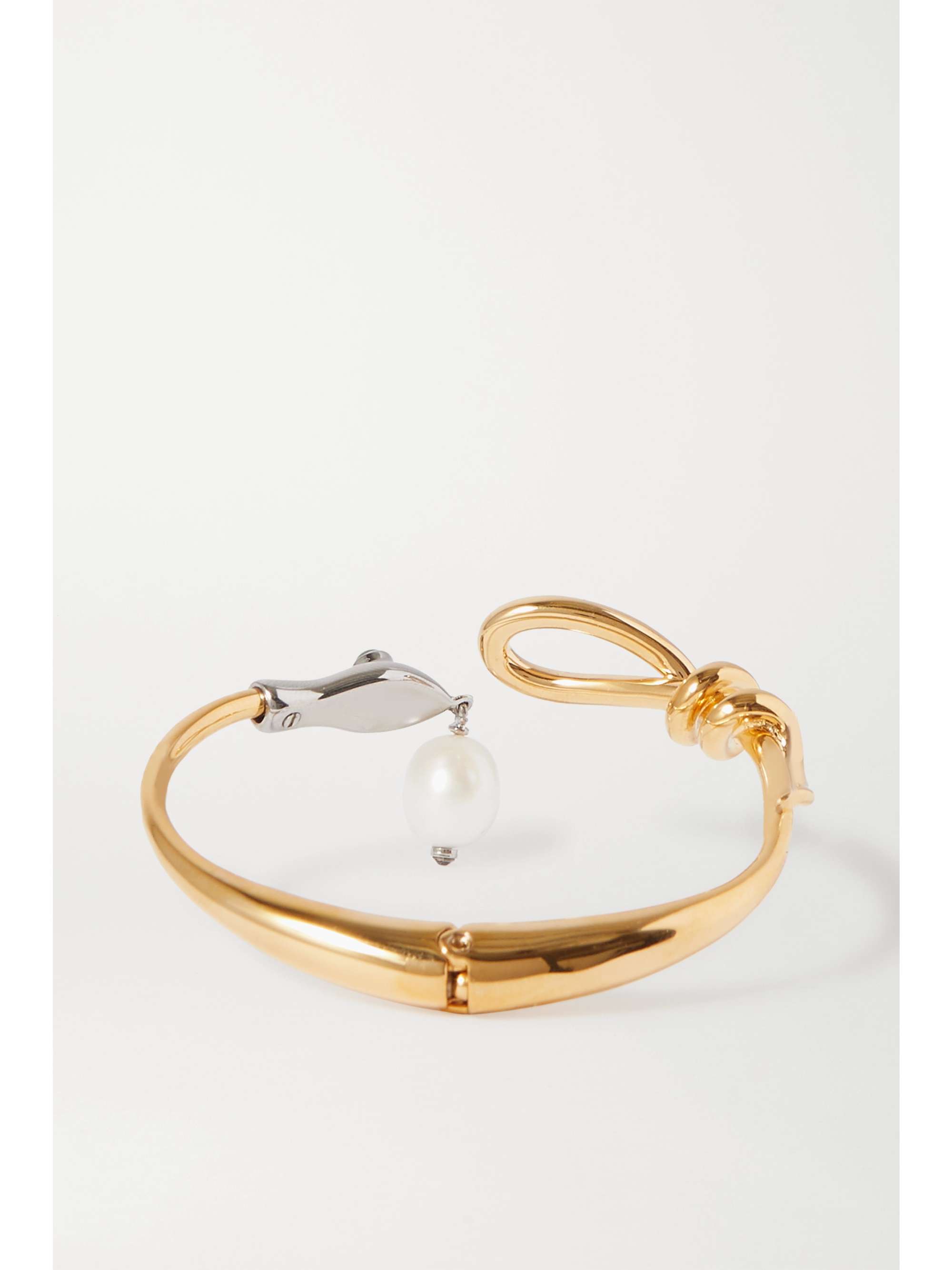 CHLOÉ Gold-tone, silver-tone, pearl and enamel bangle