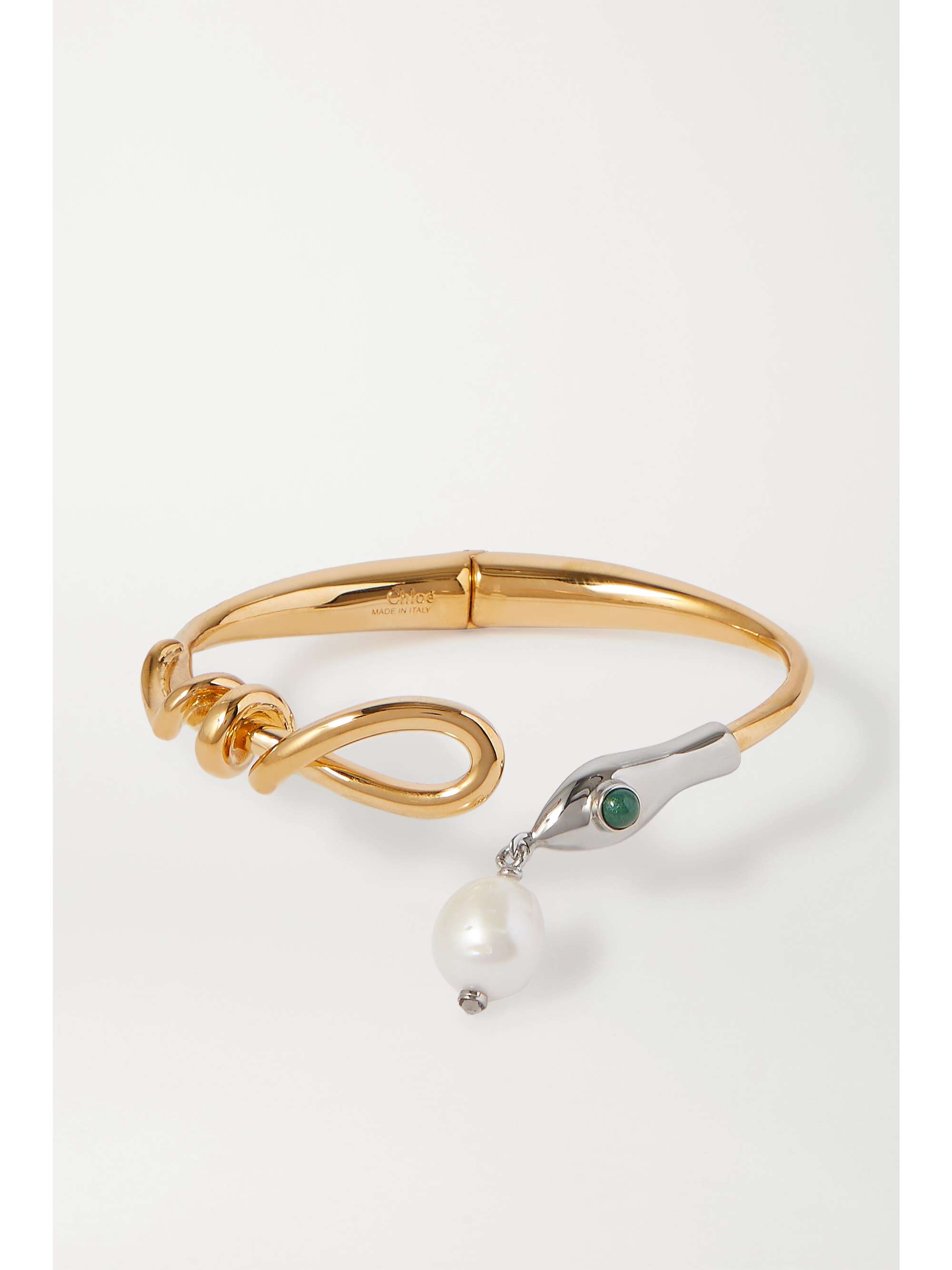 CHLOÉ Gold-tone, silver-tone, pearl and enamel bangle
