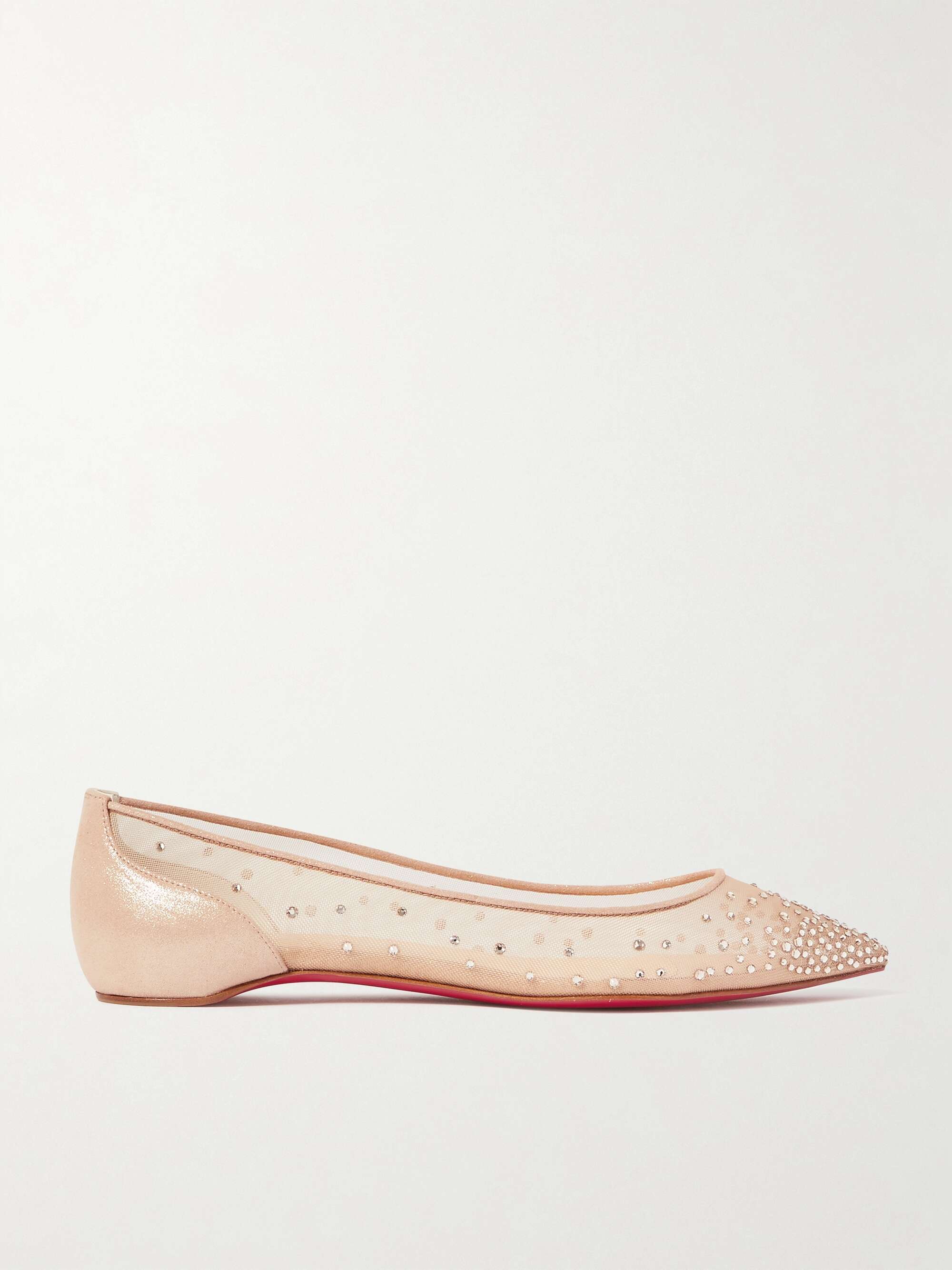 CHRISTIAN LOUBOUTIN Follies Swarovski crystal-embellished mesh and lamé flats NET-A-PORTER