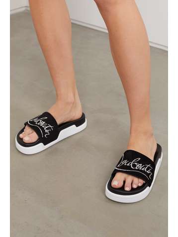 CHRISTIAN LOUBOUTIN Dear Pool crystal-embellished suede slides