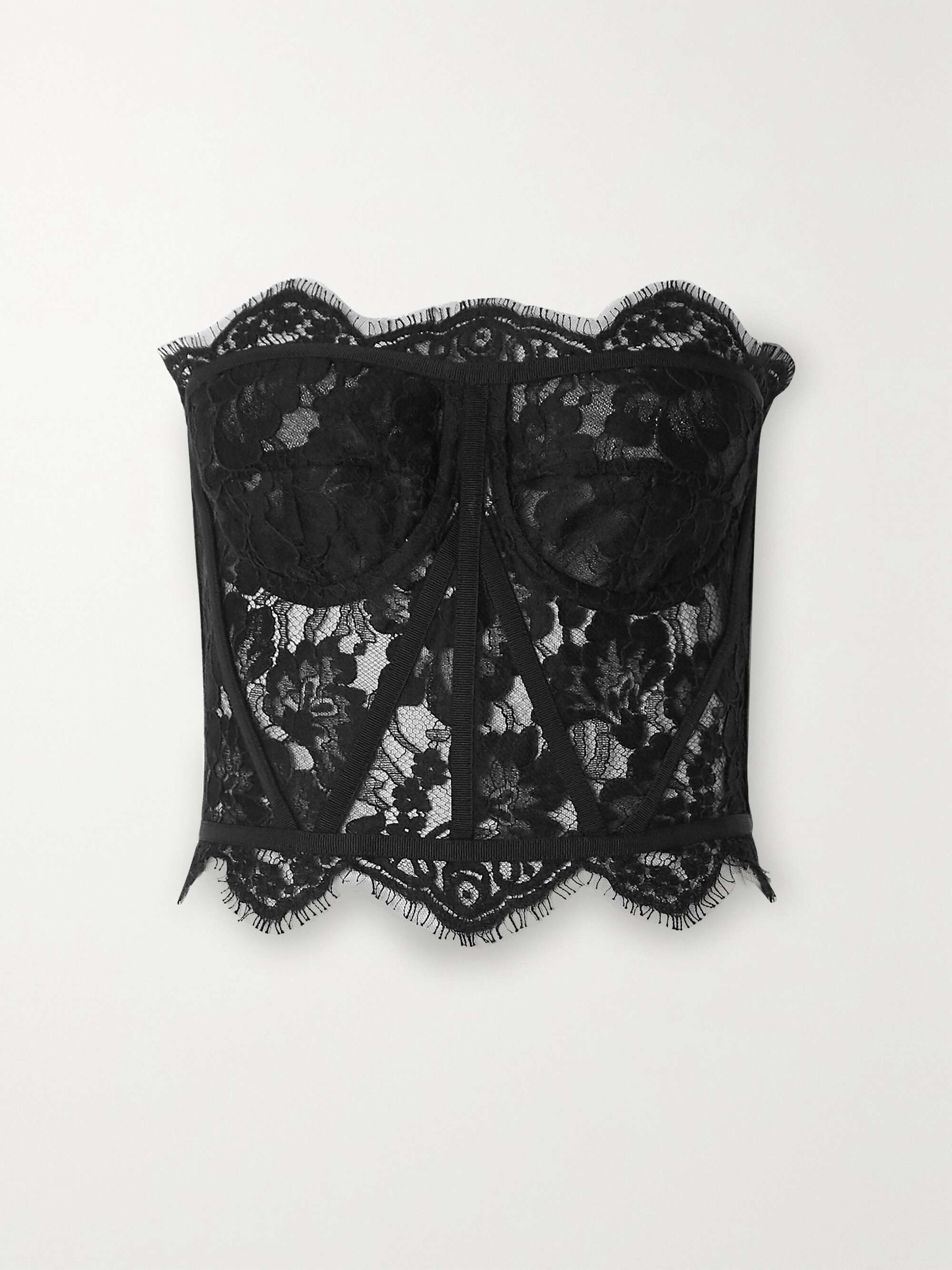 Bowling vitaliteit Top DOLCE & GABBANA Grosgrain-trimmed lace bustier top | NET-A-PORTER