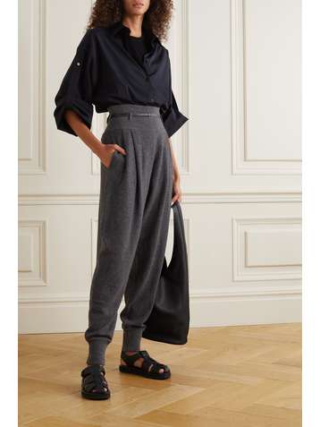 THE ROW Pantalon fuselé en cachemire et soie mélangés à ceinture Dado
