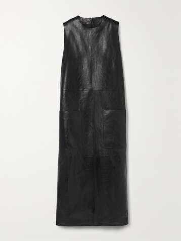 THE ROW Worthy paneled leather midi dress