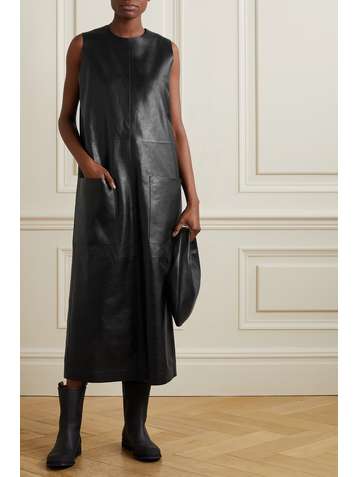 THE ROW Worthy paneled leather midi dress