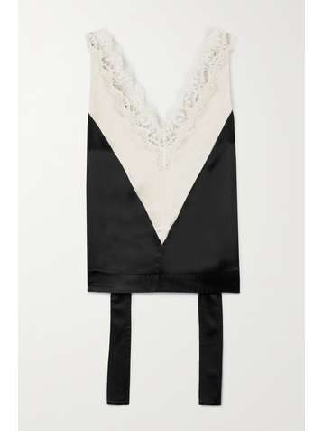 COMMISSION Haut en satin à finitions en dentelle Chantilly Midnight