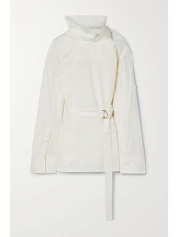 COMMISSION Reversed Bodega belted wool-blend gabardine blouse