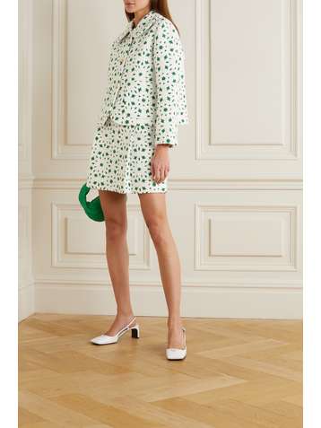 MINJUKIM Mini-jupe en bouclé jacquard à plis effet portefeuille