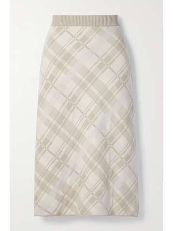 COMMISSION Vase checked jacquard-knit merino wool skirt