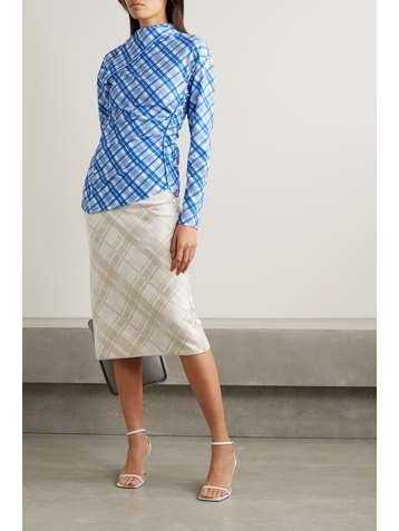 COMMISSION Vase checked jacquard-knit merino wool skirt