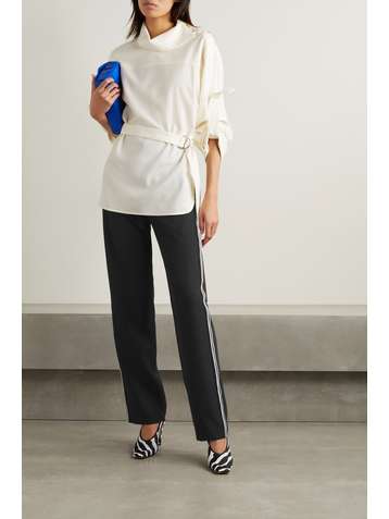 COMMISSION Tennis striped stretch-crepe track pants