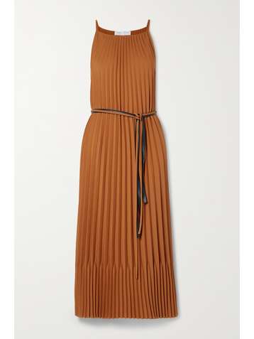 PROENZA SCHOULER WHITE LABEL Belted pleated crepe de chine midi dress