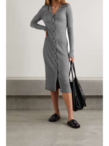 PROENZA SCHOULER WHITE LABEL Cutout ribbed silk-blend midi dress