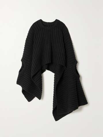 ANN DEMEULEMEESTER Convertible draped ribbed alpaca and wool-blend sweater