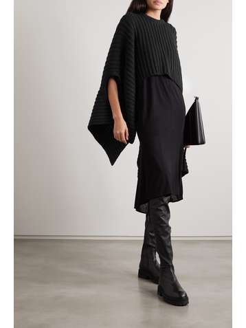 ANN DEMEULEMEESTER Convertible draped ribbed alpaca and wool-blend sweater