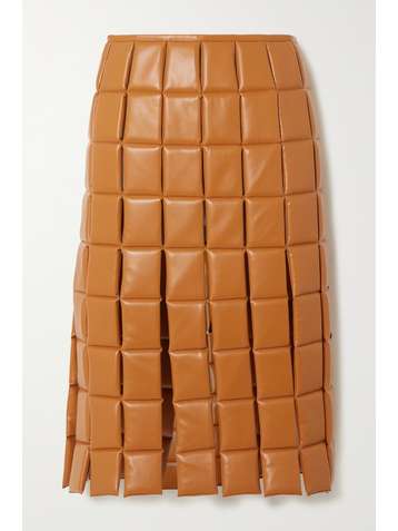 A.W.A.K.E. MODE Fringed quilted faux leather skirt