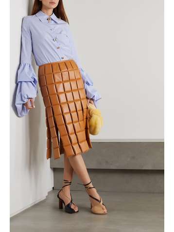A.W.A.K.E. MODE Fringed quilted faux leather skirt