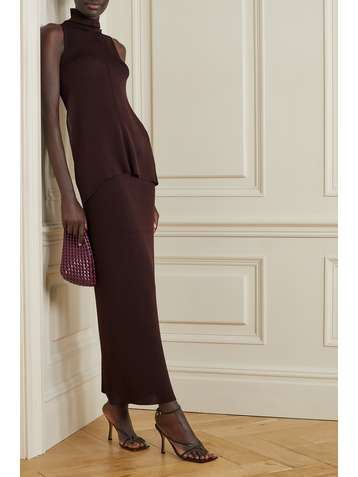 PROENZA SCHOULER Robe longue à col roulé en mailles stretch à découpe et à drapé