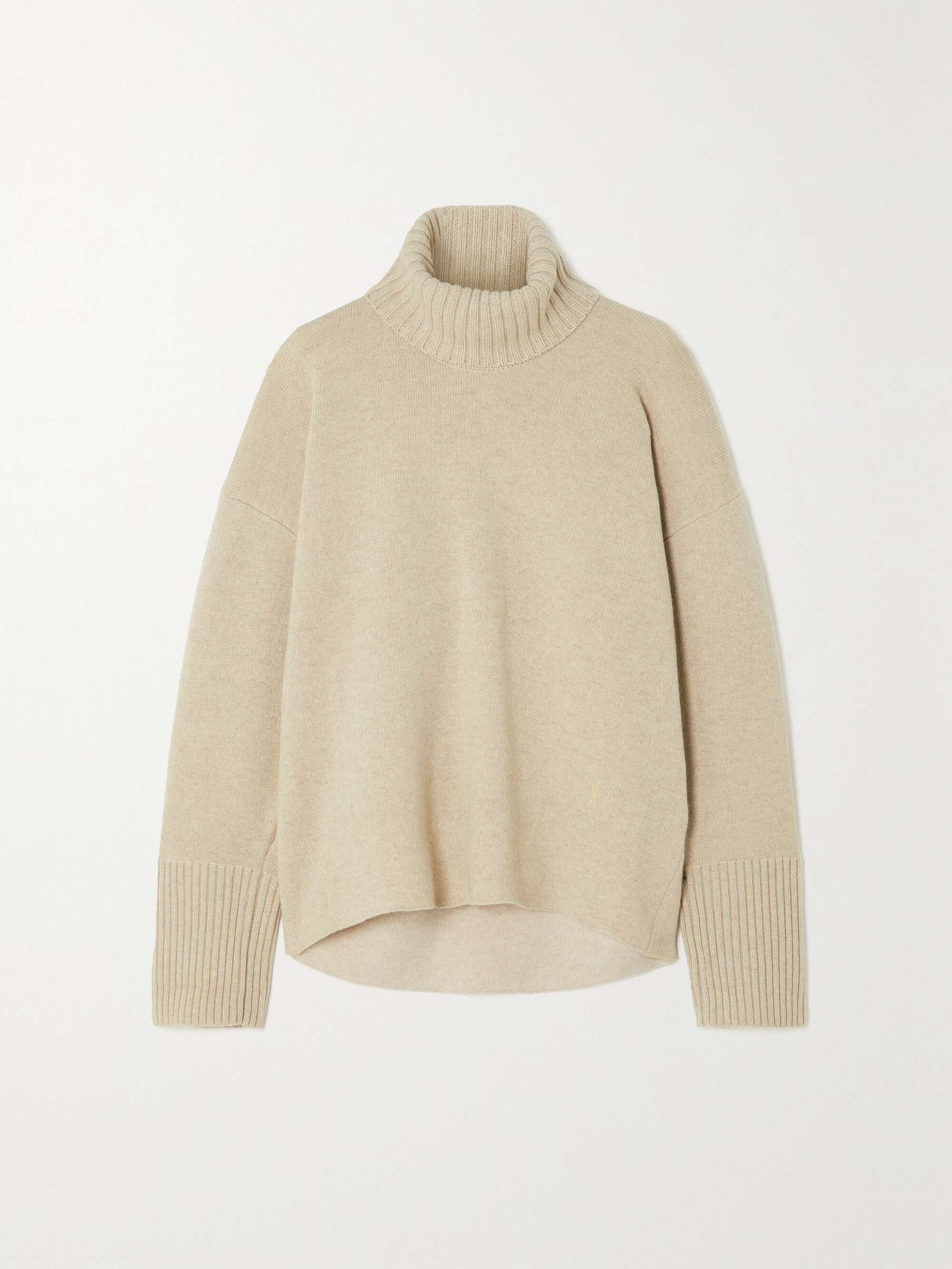 Beige Cashmere-blend turtleneck sweater 