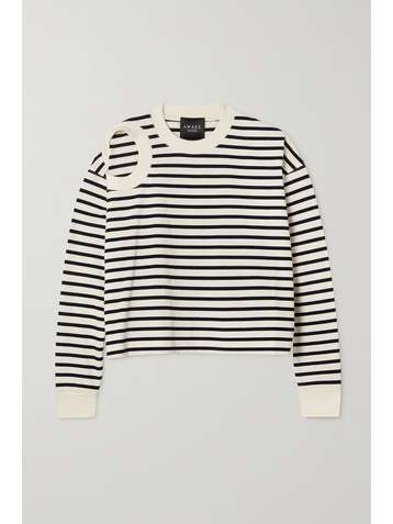 A.W.A.K.E. MODE Cutout striped organic cotton-jersey sweatshirt