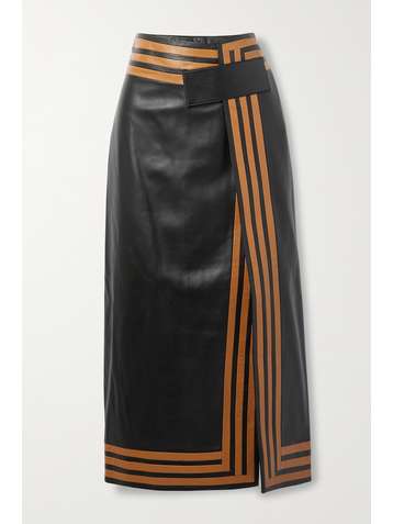 PROENZA SCHOULER Two-tone leather midi wrap skirt