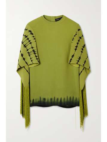 PROENZA SCHOULER Haut effet cape en crêpe tie & dye à franges