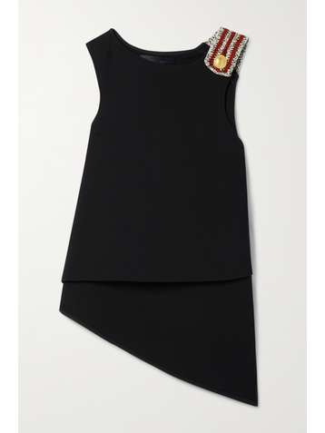 PROENZA SCHOULER Asymmetric crochet-trimmed crepe top