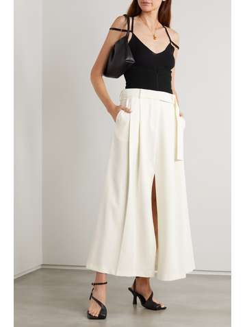 A.W.A.K.E. MODE Paneled pleated stretch-cady maxi skirt