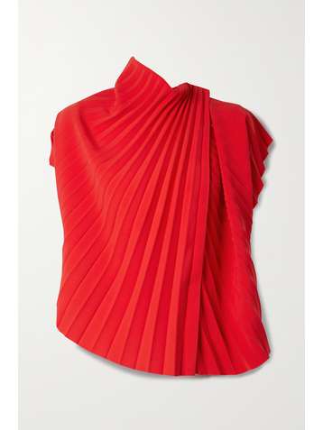 A.W.A.K.E. MODE Asymmetric pleated stretch-cady top
