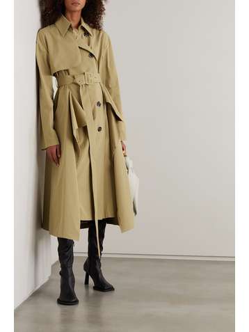 A.W.A.K.E. MODE Draped cotton-twill trench coat