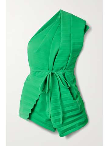 A.W.A.K.E. MODE Asymmetric one-shoulder pleated crepe top