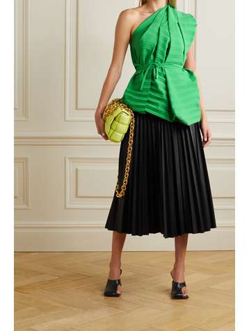 A.W.A.K.E. MODE Asymmetric one-shoulder pleated crepe top