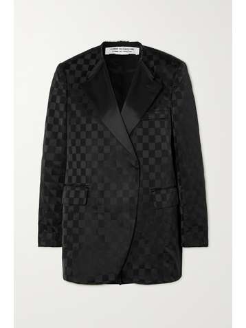 COMME DES GARÇONS COMME DES GARÇONS Frayed checked satin-jacquard blazer