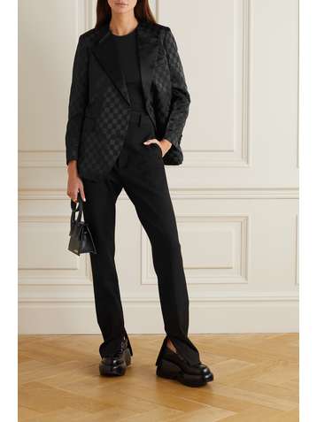 COMME DES GARÇONS COMME DES GARÇONS Frayed checked satin-jacquard blazer