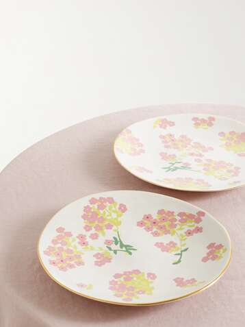 BERNADETTE Set of two 29cm gold-plated ceramic dinner plates