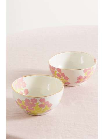 BERNADETTE Set of two 13cm small gold-plated ceramic bowls