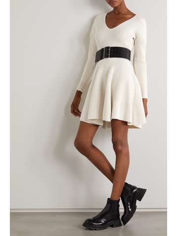 ALEXANDER MCQUEEN Ribbed wool and cashmere-blend mini dress