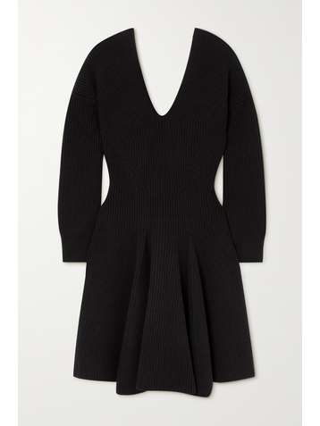 ALEXANDER MCQUEEN Geripptes Minikleid aus einer Woll-Kaschmirmischung