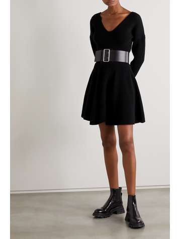 ALEXANDER MCQUEEN Geripptes Minikleid aus einer Woll-Kaschmirmischung
