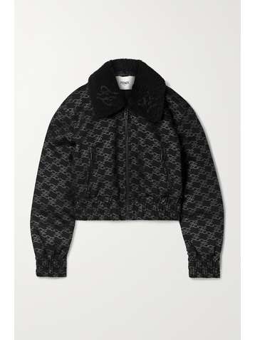 FENDI Cropped shearling-trimmed cotton-blend twill jacket