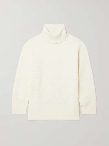 FENDI Pull oversize à col roulé oversize en jersey gaufré