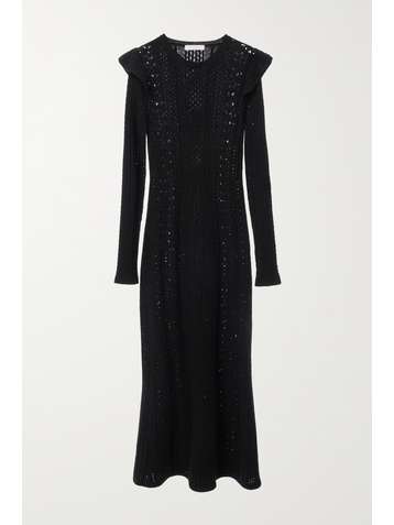 CHLOÉ Ruffled pointelle-knit wool and cashmere-blend maxi dress