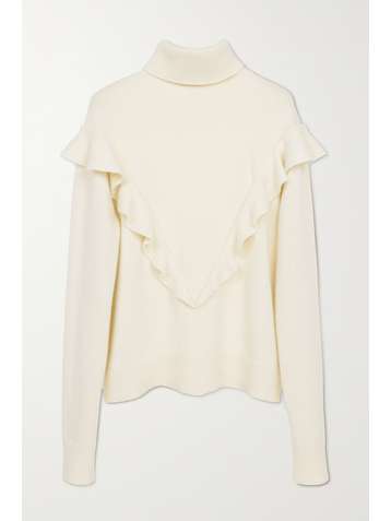 CHLOÉ + NET SUSTAIN ruffled recycled cashmere turtleneck sweater