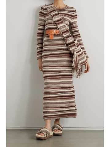 CHLOÉ + NET SUSTAIN striped recycled cashmere-blend maxi dress