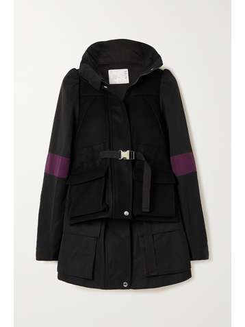 SACAI Paneled wool and cotton-blend gabardine jacket
