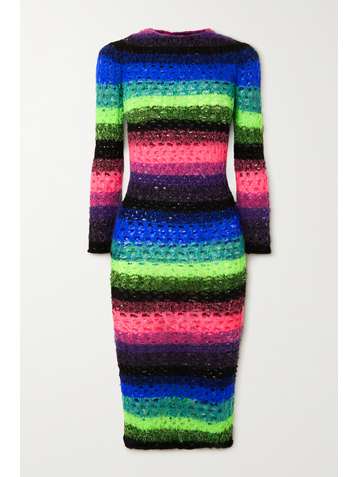 AGR Striped open-knit cotton-blend midi dress