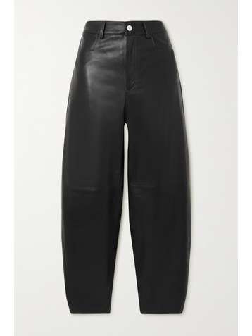 WANDLER Chamomile cropped leather tapered pants
